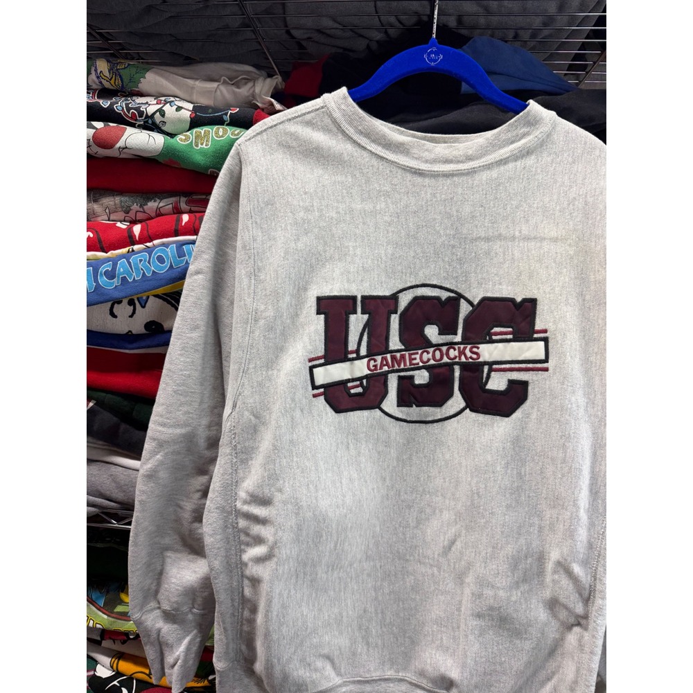 Vintage 90s USC Gamecocks Sweatshirt Mens Large Heather Gray Embroidered Logo